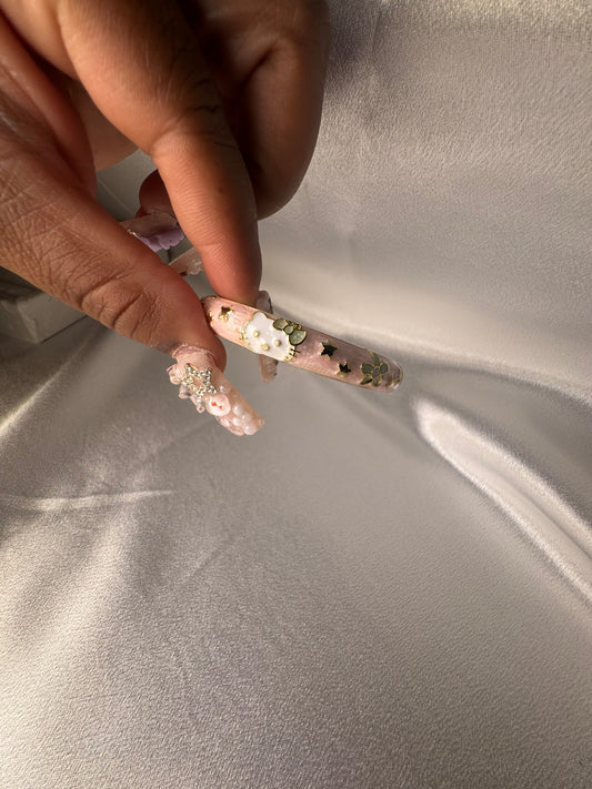 Pearl Pink + Green Childrens Hello Kitty Bracelet