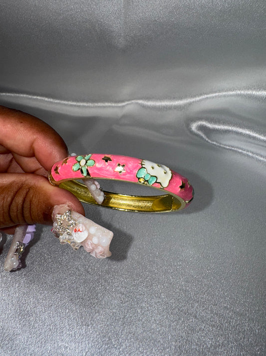 Pretty Pink+ Green Childrens Hello Kitty Bracelet