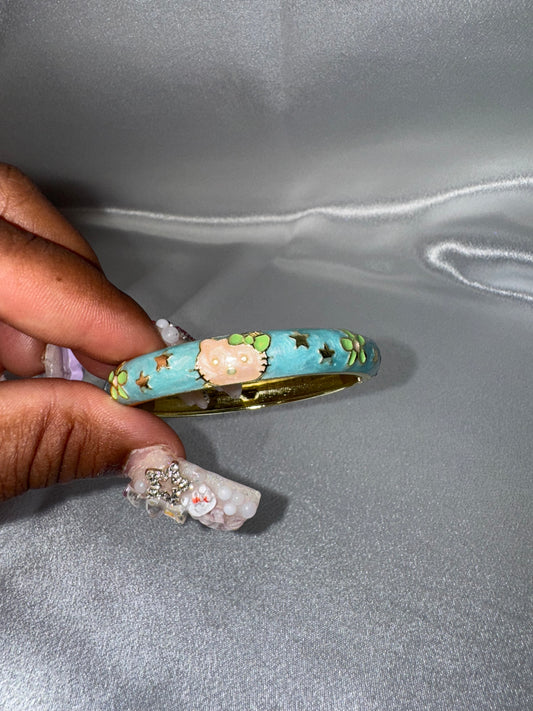 Pearl + Green + Blue Childrens Hello Kitty Bracelet